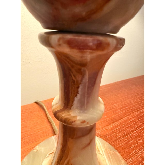 Mid-Century Solid Carved Onyx Column Table Lamp For Sale - Image 11 of 12