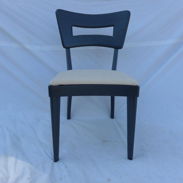 Heywood-Wakefield Mid-Cenutry single chair. This has been newly painted in charcoal gray and upholstered with linen. In...