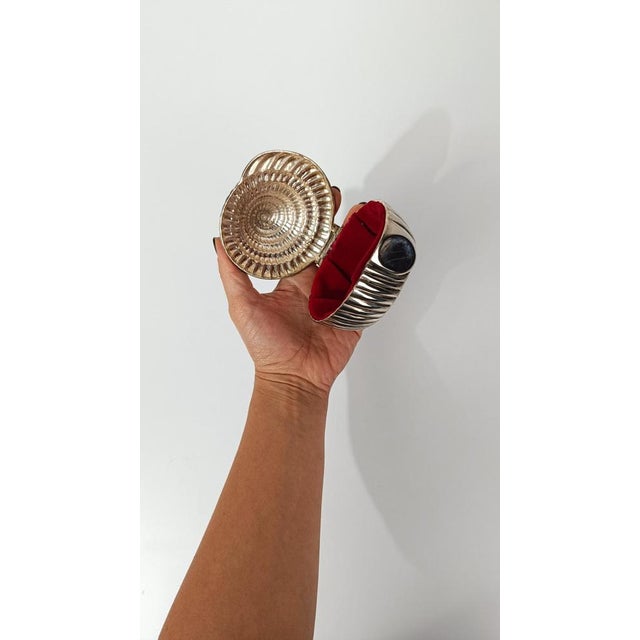 Vintage Sundial Shell-Shaped Silver-Plated Metal Trinket Case Box, 1970s For Sale - Image 4 of 17