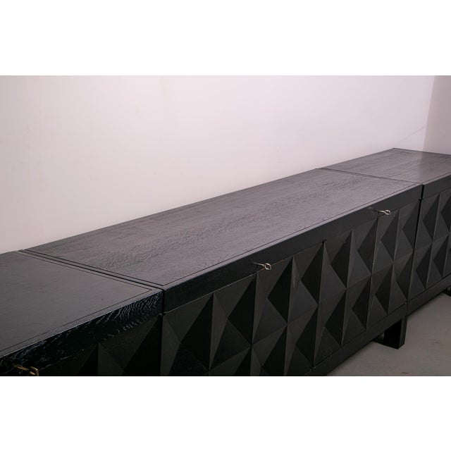 Brutalist Ebonized Sideboard by J. Batenburg for Mi Belgium, 1960s, Set of 3 For Sale - Image 12 of 15