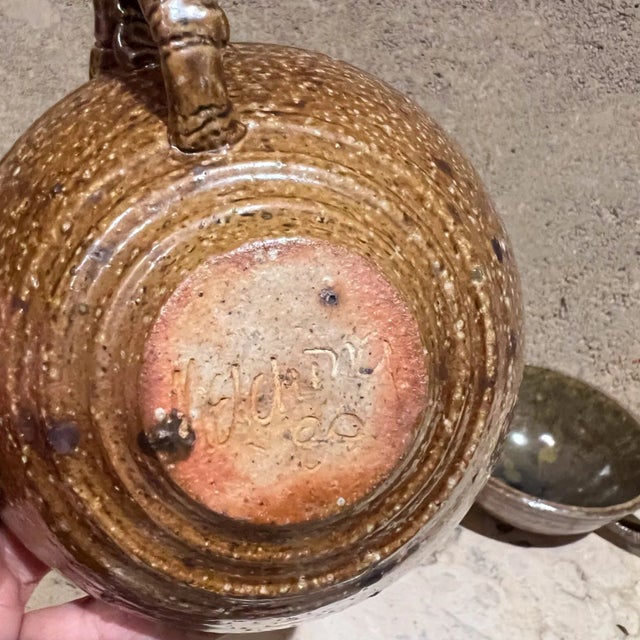 1980s 1980 Set of Two Sculptural Coffee Cups Abstract Art Pottery Signed For Sale - Image 5 of 6