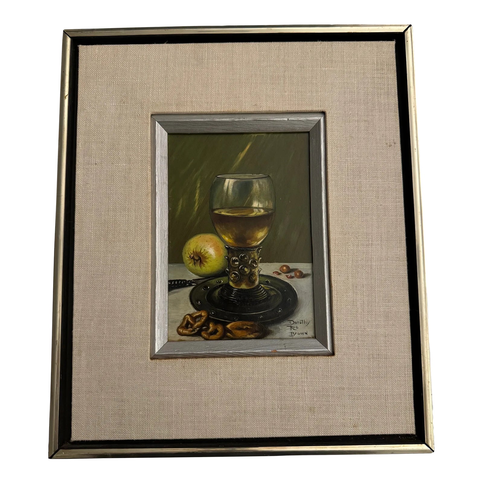 Dorothy Roe Brown Oil Painting on Board – Framed Still Life of Wine ...