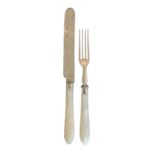 Late 19th Century Carved Mother of Pearl Fork/Knife Set