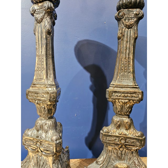 Spanish Antique Spanish Candlesticks- a Pair For Sale - Image 3 of 11