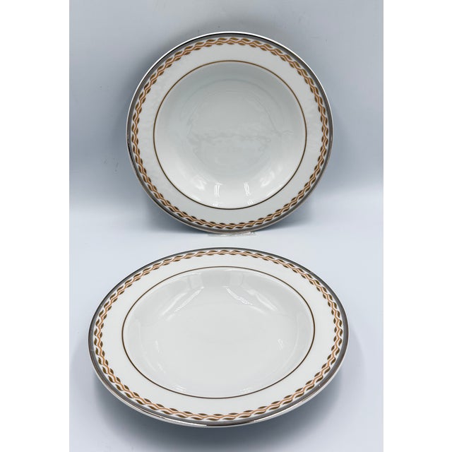 Early 20th Century Thun Val St. Lambert Platinum & Gold Fine China Rimmed Soup Bowl Set For Sale - Image 9 of 9