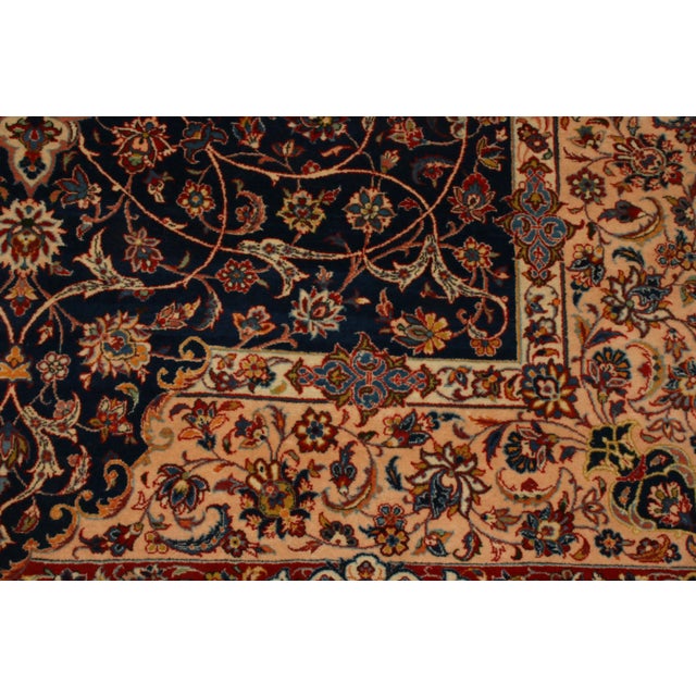 Vintage Isfahan Traditional Blue and Red Wool Persian Rug For Sale In New York - Image 6 of 8