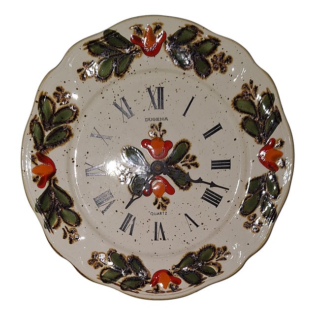 Vintage Ceramic Wall Clock from Dugena, 1970s For Sale