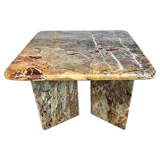 Italian Square Multicolored Marble Side or Coffee Table, 1970s For Sale