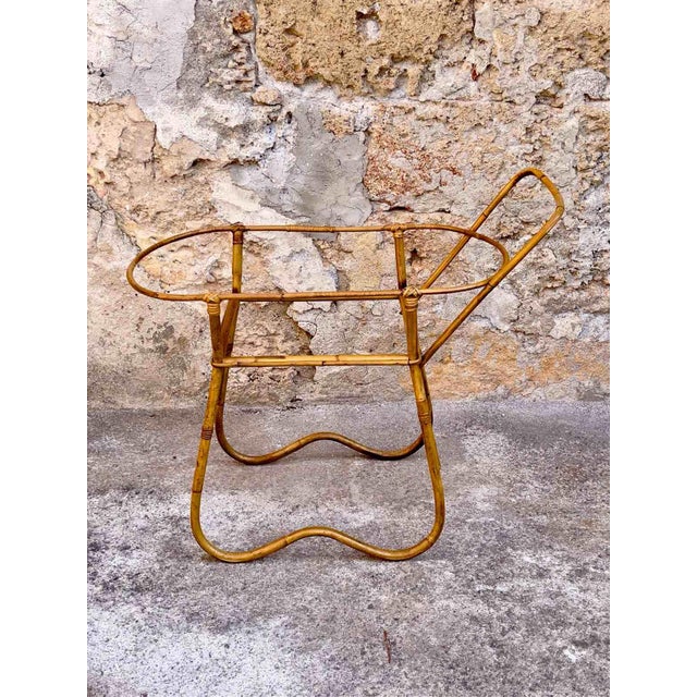 Brown Mid-Century Rattan and Bamboo Folding Cradle, Italy,, 1960s For Sale - Image 8 of 12