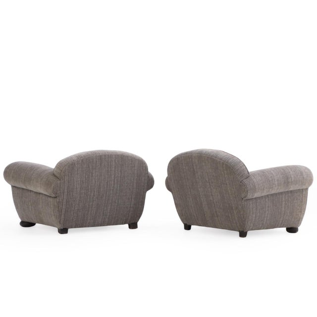 1930s A Large Pair of Art Deco Upholstered Club Chairs, in the Manner of Jean Royere, C. 1935. For Sale - Image 5 of 9