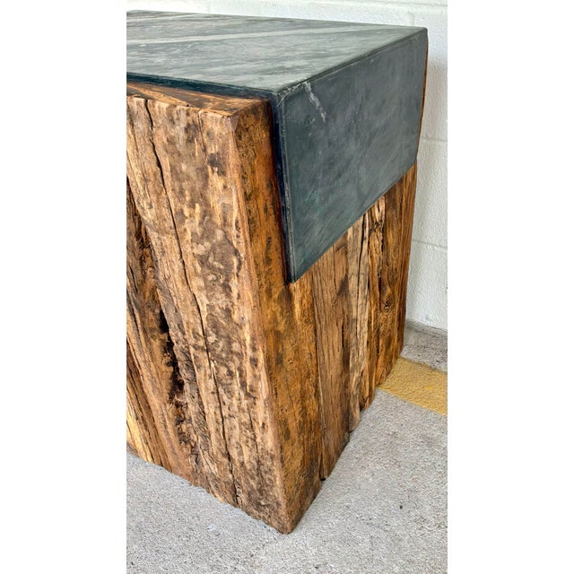 Revelation Organic Modern Reclaimed Pine Jonah Side Table For Sale - Image 4 of 5