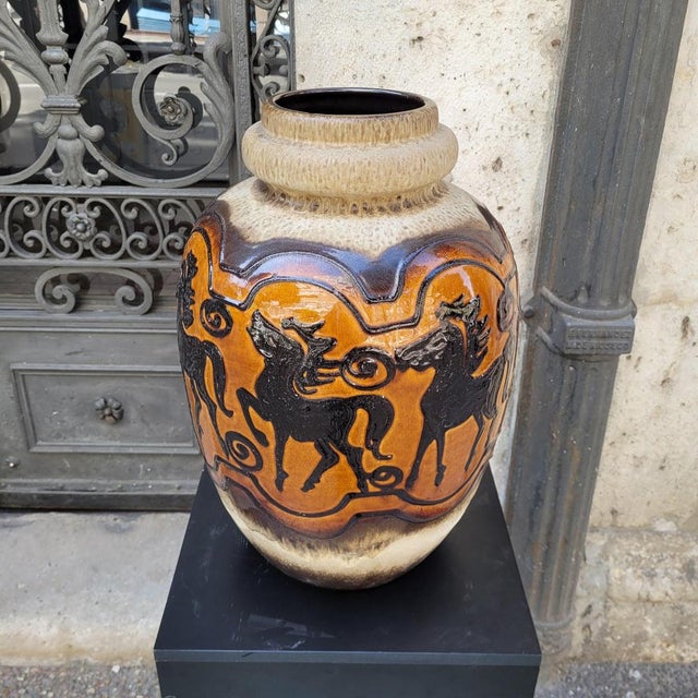 Ceramic Large Model 286-51 Equestrian Vase from Scheurich Keramik, Germany, 1960s For Sale - Image 7 of 18