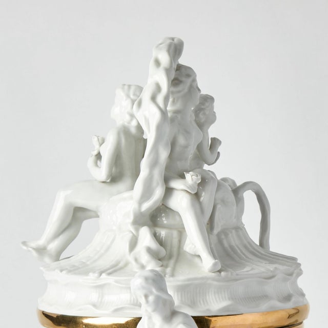 Antique Belgian Porcelain Covered Centerpiece /Mermaid, Dolphin and Shell Motifs For Sale In New York - Image 6 of 13