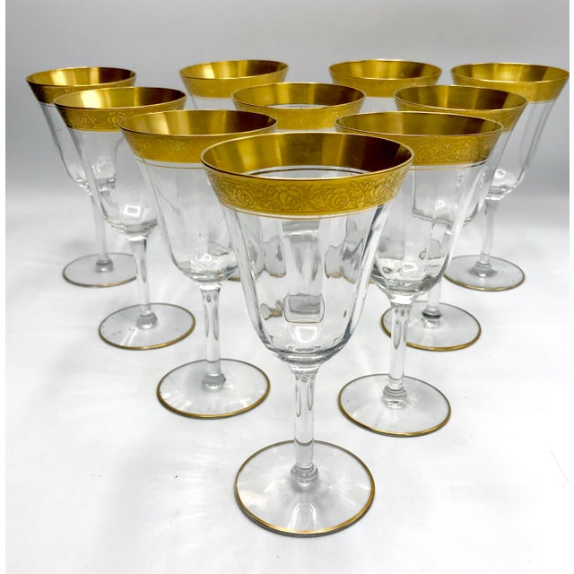 1930s Vintage Tiffin Franciscan Rambler Rose Crystal Stemware Set of