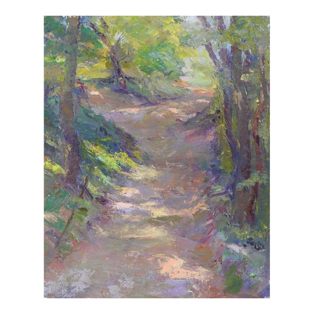 Late 20th Century Plein Air Impressionist Woodland Landscape Painting For Sale