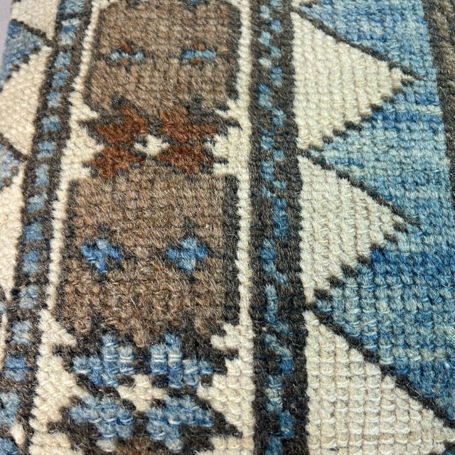 Blue Vintage Turkish Handmade Cushion Cover, 1970s For Sale - Image 8 of 11