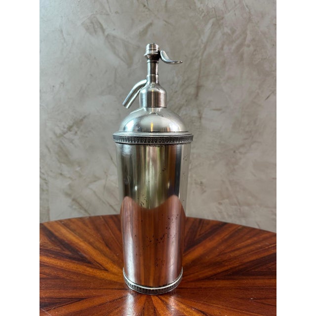 Antique Silver Metal Siphon For Sale - Image 3 of 10