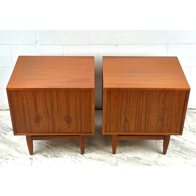 Brown 1950s Pair of Teak Tambour Door Nightstands by Sven Madsen for Falster For Sale - Image 8 of 10