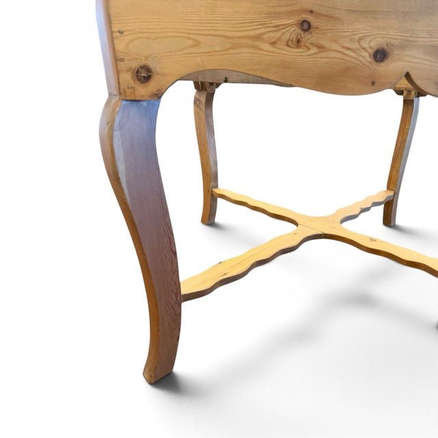 Wood Antique Swedish Pine Round Dining Table For Sale - Image 7 of 8