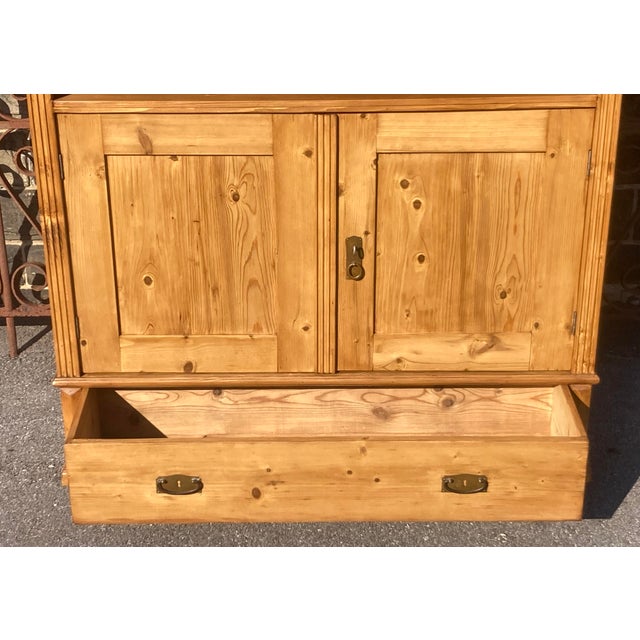 Pine Bookcase With Half Doors From Armoire For Sale - Image 13 of 16