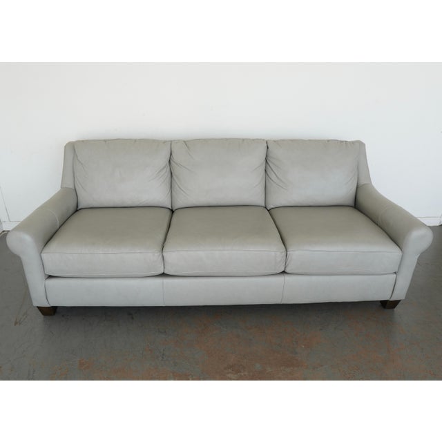 Traditional Bassett Ellery Leather Roll Arm Sofa For Sale - Image 3 of 15