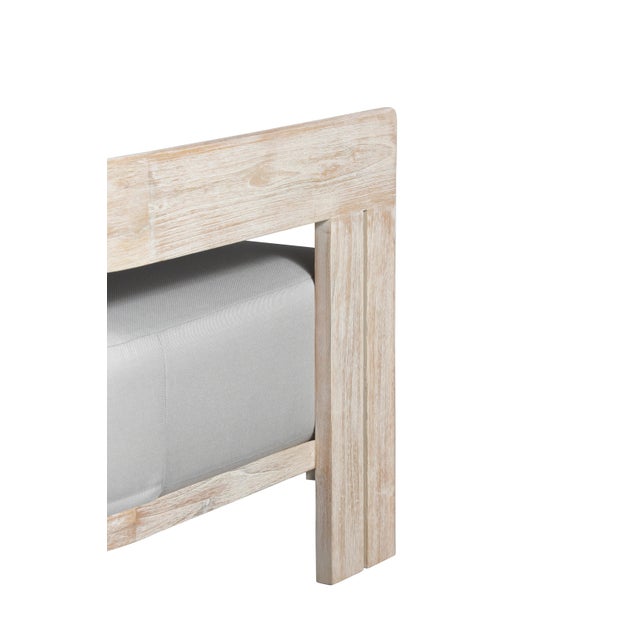 Gray Paradiso Outdoor Solid Teak Wood Chair Natural Look - Light Grey Fabric For Sale - Image 8 of 8