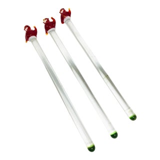 2000s Hand-Blown Art Glass Santa Claus Drink Stirrers- Set of 3 For Sale