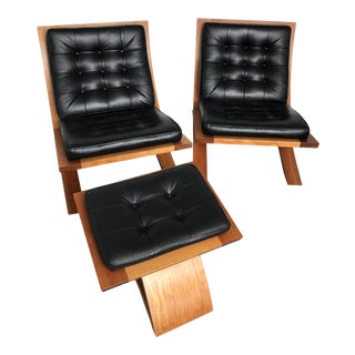 Thos. Moser Vita Chairs and Ottoman - 3 Pieces For Sale