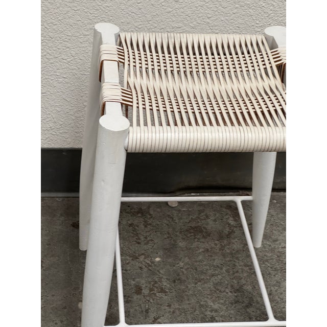 Ayush Kasliwal for Cb2 Leather-Wrapped Stool For Sale - Image 10 of 12