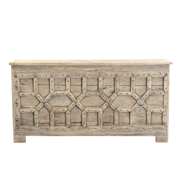 Farmhouse Indian Bleached Teakwood Bar or Shop Counter Constructed From Antique Architectural Elements For Sale - Image 3 of 3