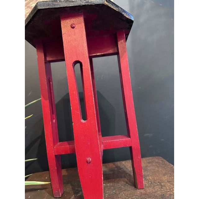 1910s Red and Black Octagon Table For Sale - Image 10 of 10