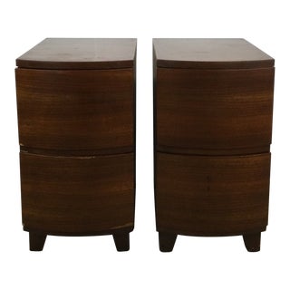 Pair of Antique Art Deco Two Drawer Nightstands For Sale
