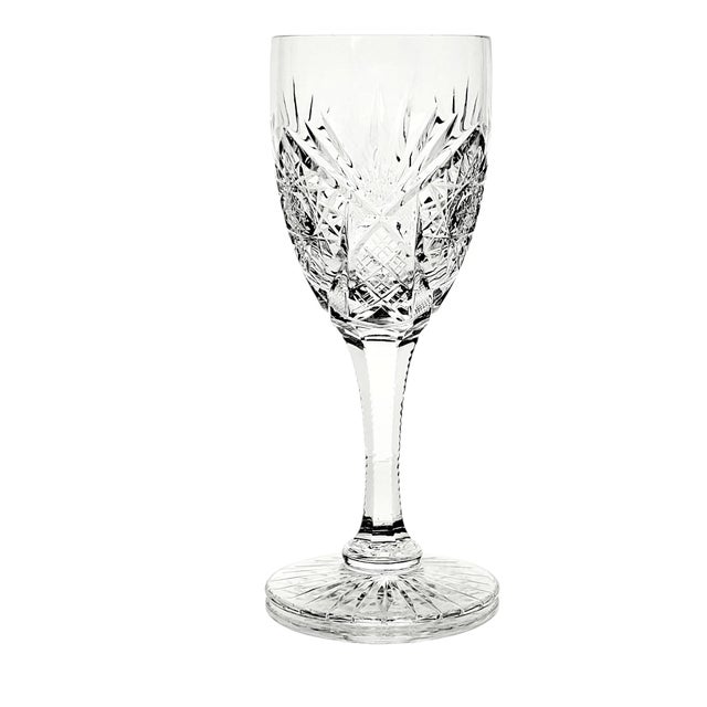 Kusak Cut Glass Works Chantilly Lace Crystal Water Goblets, Set of 4 6.5" For Sale In San Francisco - Image 6 of 11