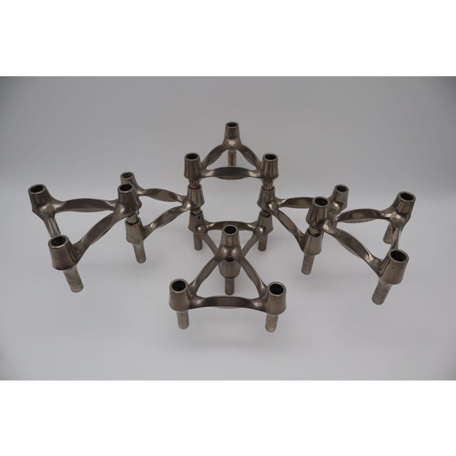 Mid-Century Modular Candleholder in Chrome by Stoffi & Nagel for BMF, West Germany, 1970s, Set of 7 For Sale - Image 6 of 6