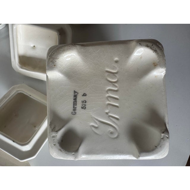 Cream Vintage German Ceramic Kitchen Canister Set of 10 For Sale - Image 8 of 12