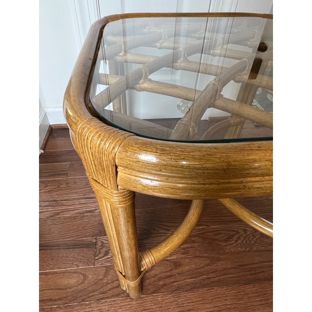 Vintage Late 20th Century Lane Venture Rattan Sunroom Side Table | Chairish