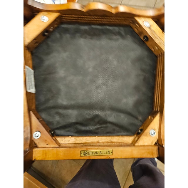 1990s 2 Ethan Allen Dining Room Side Chairs French Country Custom Fabric Finish 216 For Sale - Image 16 of 16