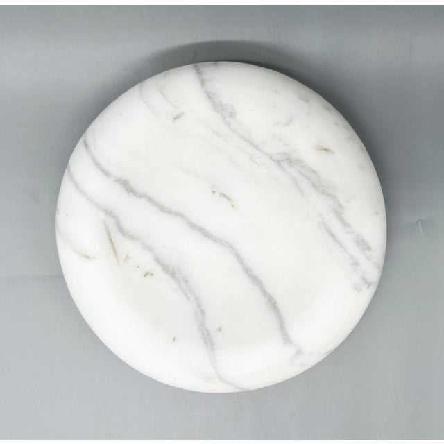 AERIN Contemporary White Marble Catchall Dish, Sculptural Stone Trinket Tray - Organic Modern, Minimalist, Transitional For Sale - Image 4 of 11