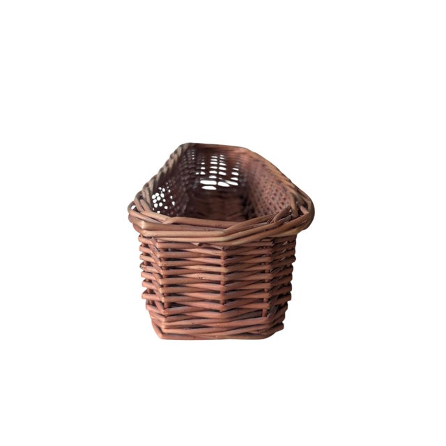 Wood Vintage French Country Wicker Baguette Bread Basket For Sale - Image 7 of 14