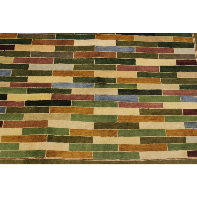 Boho Chic Gabbeh Green/Blue Wool Rug - 3'10'' X 5'10'' For Sale In New York - Image 6 of 10