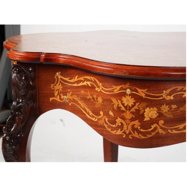 A Continental Marquetry Turtle-Top Table For Sale - Image 4 of 7