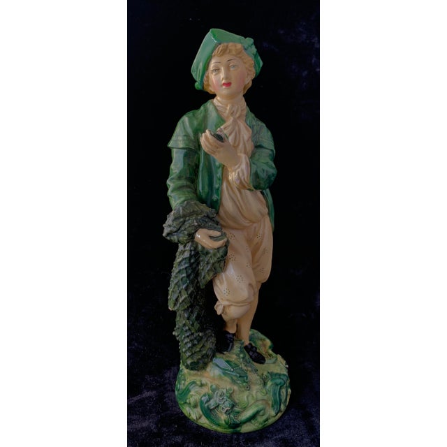 Vintage Borghese Young Fisherman With a Net & Fish Figurine For Sale - Image 12 of 13