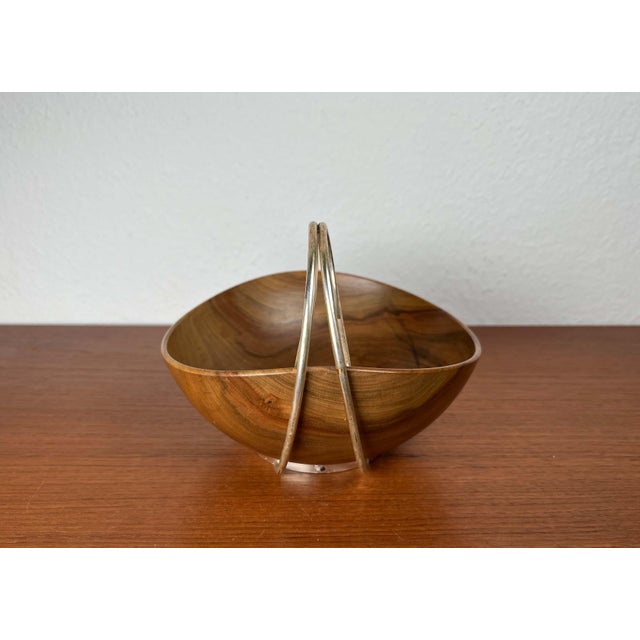 Mid-Century Modern Teak and Silver Plated Metal Bowl from Grasoli, Italy, 1960s For Sale - Image 18 of 18
