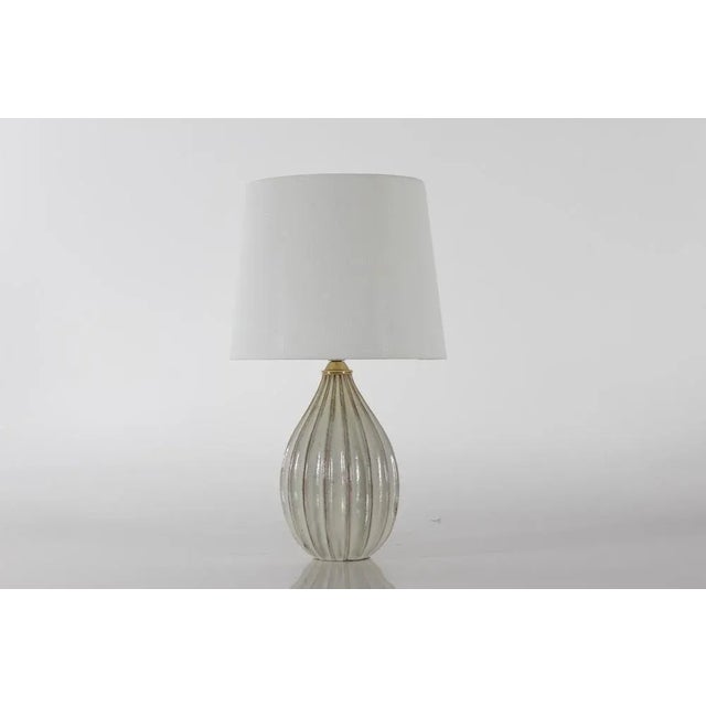 Modern Danish Pumpkin Shape with Creme Coloured Glaze Ceramic Table Lamp by Laurine, 1960s For Sale - Image 12 of 12