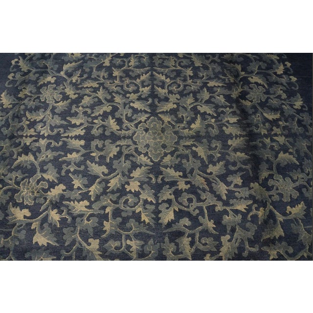 A Beautiful Blue Field and Elegant Floral Light Blue Medallion Antique Chinese Peking Rug For Sale - Image 12 of 12