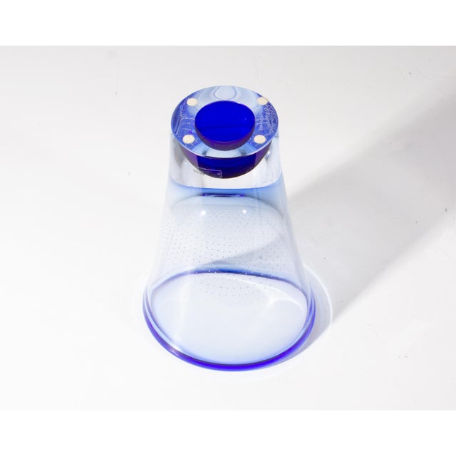 Late 20th Century Kosta Boda “Zoom” Blue Glass Vase by Goran Warff For Sale - Image 5 of 8