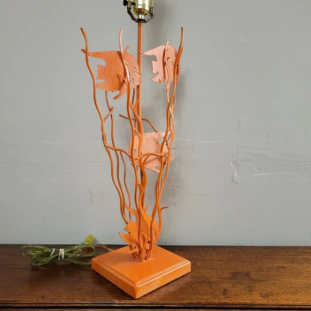 Vintage Orange Fish Seaweed Lamp For Sale In Raleigh - Image 6 of 8