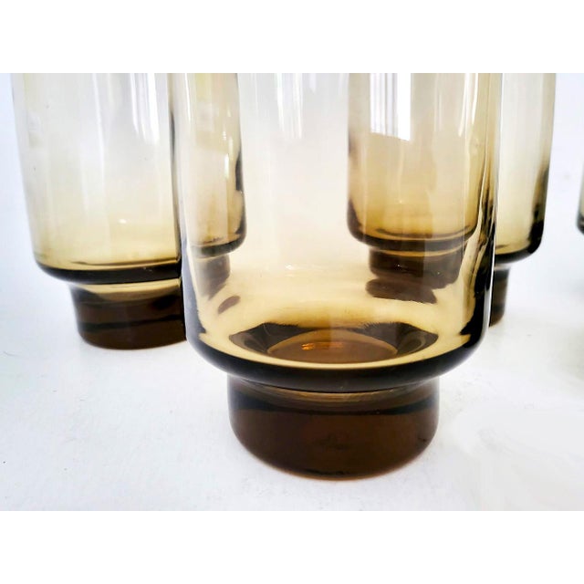 Transparent 1970s Libbey Glass Tawny Accent Highball Tumblers in Two Sizes, Set of 8 For Sale - Image 8 of 11