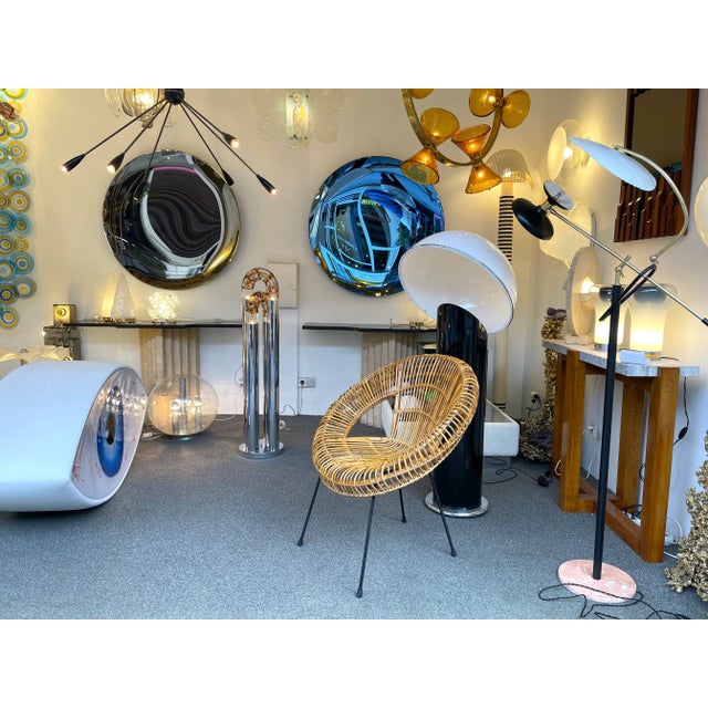 Mid-Century Modern Mid-Century Modern Ring Floor Lamp Murano Glass Metal by Mazzega, Italy, 1970s For Sale - Image 3 of 13