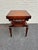Early 20th Century Pair of George III Style Flame Mahogany Tooled Leather Top 2 Tier Side Tables. For Sale - Image 4 of 11